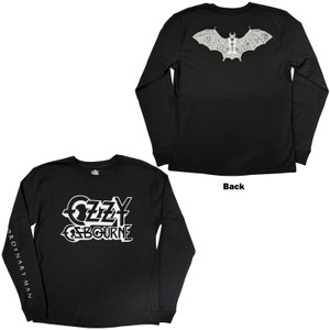 Ozzy Osbourne Unisex Layered Long Sleeve T-Shirt: Tattoo Bat (Black) (Back & Sleeve Print)