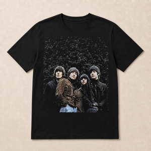 The Beatles Unisex T-Shirt: Rubber Soul Photo (Black)