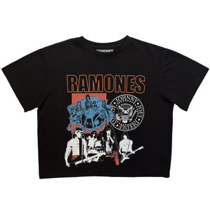 Ramones Ladies Crop Top: Montage (Black)