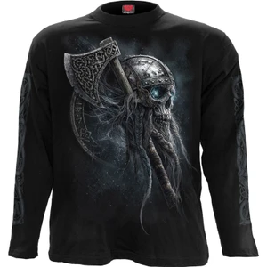 Spiral Unisex Long Sleeve T-Shirt: Viking Rampage (Black) (Back & Sleeve Print)