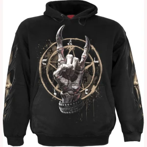 Spiral Unisex Pullover Hoodie: Pure Metal (Black) (Back & Sleeve Print)