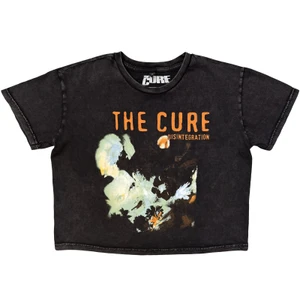 The Cure Ladies Crop Top: Disintegration Stone Wash (Charcoal)