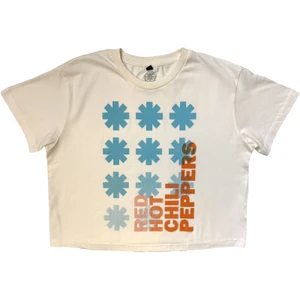 Red Hot Chili Peppers Ladies Crop Top: Gradient Logo Stone Wash (White)