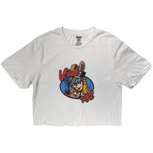 Blink-182 Ladies Crop Top: Cartoon Bunny (White)
