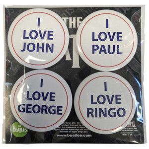 The Beatles Button Badge Pack: I Love 4 Pack Large The Beatles Button Badge Pack: I Love 4 Pack Large