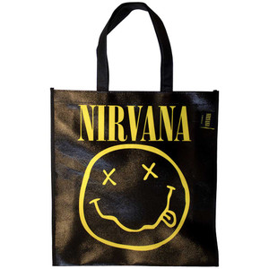 Nirvana Eco Shopper: Yellow Happy Face (Black) (Back Print) Nirvana Eco Shopper: Yellow Happy Face (Black) (Back Print)
