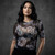 Ghost Ladies Mesh Crop Top: Logo & Roses (Black)