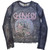 Genesis Ladies Long Sleeve Crop Top: Bird Hand (Navy Blue) (Mesh)