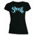 Ghost Ladies T-Shirt: Blue/Grey Keyline Logo (Black) (Skinny Fit)