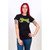 Ghost Ladies T-Shirt: Green/Grey Keyline Logo (Black) (Skinny Fit)
