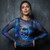 Grateful Dead Ladies Long Sleeve Mesh Crop Top: Stealy Glitter Ball (Blue)