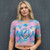 Grateful Dead Ladies Mesh Crop Top: Dead Egyptian Slash (Light Blue)