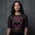 HIM Ladies Mesh Crop Top: Pink Heartagram (Black)