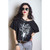 Alice Cooper Ladies T-Shirt: Spider Splatter (Black) (Boxy Style/Illuminous Print) (Large)
