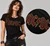 AC/DC Ladies T-Shirt: Full Colour Logo (Black) (Embellished)