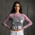 The Beatles Ladies Long Sleeve Mesh Crop Top: Revolver (Pink)