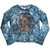 David Bowie Ladies Long Sleeve Crop Top: Live & Well (Blue) (Mesh)