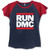 Run DMC Ladies Raglan T-Shirt: Logo (Navy Blue & Red) (Skinny Fit)
