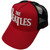 The Beatles Unisex Mesh Back Cap: Drop T Logo & Apple (Red & Black)