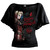 DC Comics Ladies Latin Boatneck Top: Batman Core Harley Quinn - Embrace Madness (Black)