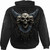 Spiral Unisex Pullover Hoodie: Raven Skull (Black) (Back & Sleeve Print)