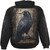 Spiral Unisex Pullover Hoodie: Raven Wise (Black) (Back & Sleeve Print)