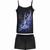 Spiral Ladies 4 Piece Gothic Pyjama Set: Bluebell Fairy (Black & White) (Back Print)