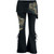 Spiral Ladies Boot Cut Leggings with Micro Skirt: Celtic Dragon (Black) (Back Print)