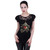 Spiral Ladies Lace Layered Cap Sleeve Top: Evil Eye (Black)