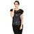 Spiral Ladies Lace Layered Cap Sleeve Top: Waisted Corset (Black)