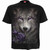 Spiral Unisex T-Shirt: Wolf Roses (Black)