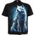 Spiral Unisex T-Shirt: Wolf Guardian (Black) (Back Print)