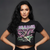Van Halen Ladies Crop Top: Retro Pin Up Rider (Black)