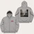 Oasis What's The Story Red Logo Unisex Grey ZIP Front and Back Print Hoodie