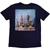 Jimmy Eat World Unisex T-Shirt: Bleed American Twist (Navy Blue) (Back Print) 