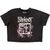 Slipknot Ladies Crop Top: Butterfly Goatee Stone Wash (Charcoal) (Back Print)