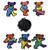 Grateful Dead Pin Badge Set: Multicoloured Dancing Bears