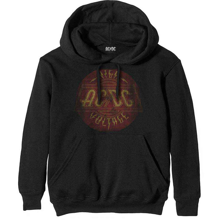 AC/DC Unisex Pullover Hoodie: High Voltage Vintage (Black)