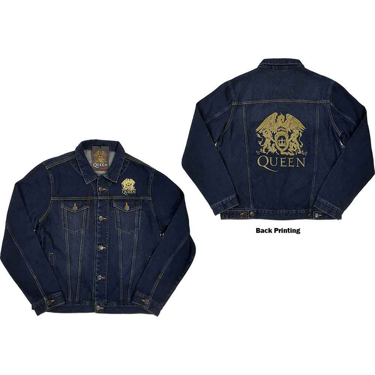 Queen Unisex Denim Jacket: Classic Crest (Denim Blue) (Back Print)