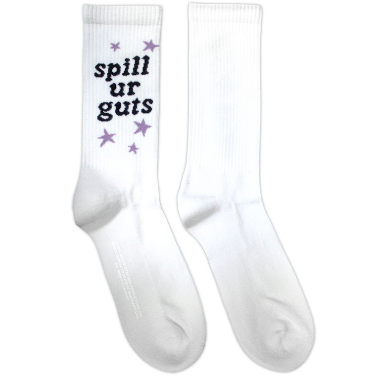 Olivia Rodrigo Unisex Terry Socks: Spill Your Guts (White) (UK Size 7 - 11)