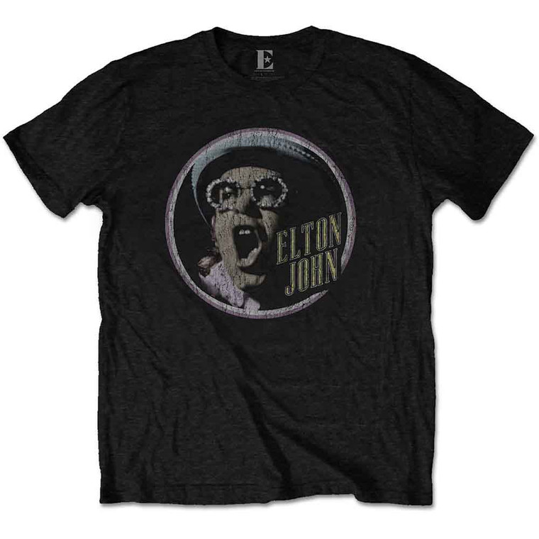 Elton John Unisex T-Shirt: Circle (Black)