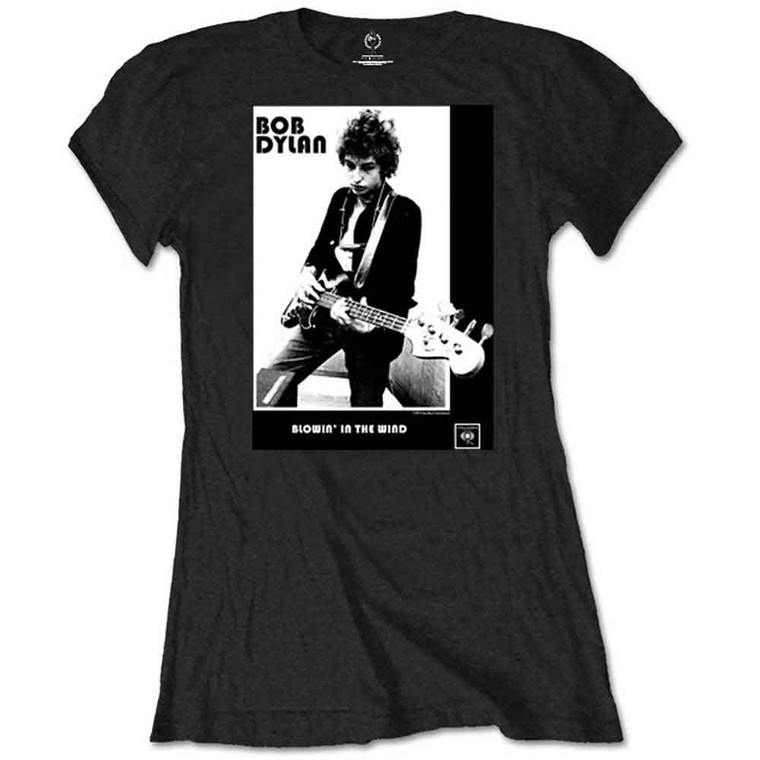 Bob Dylan Ladies Retail Pack T-Shirt: Blowing in the Wind (White)