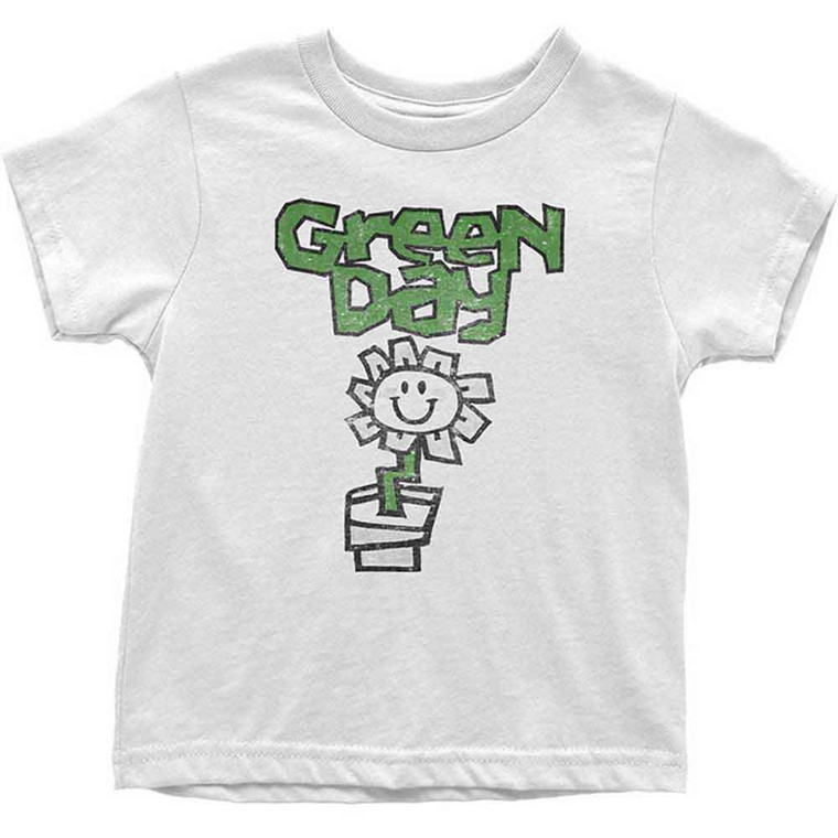Green Day Kids T-Shirt: Flower Pot (White)
