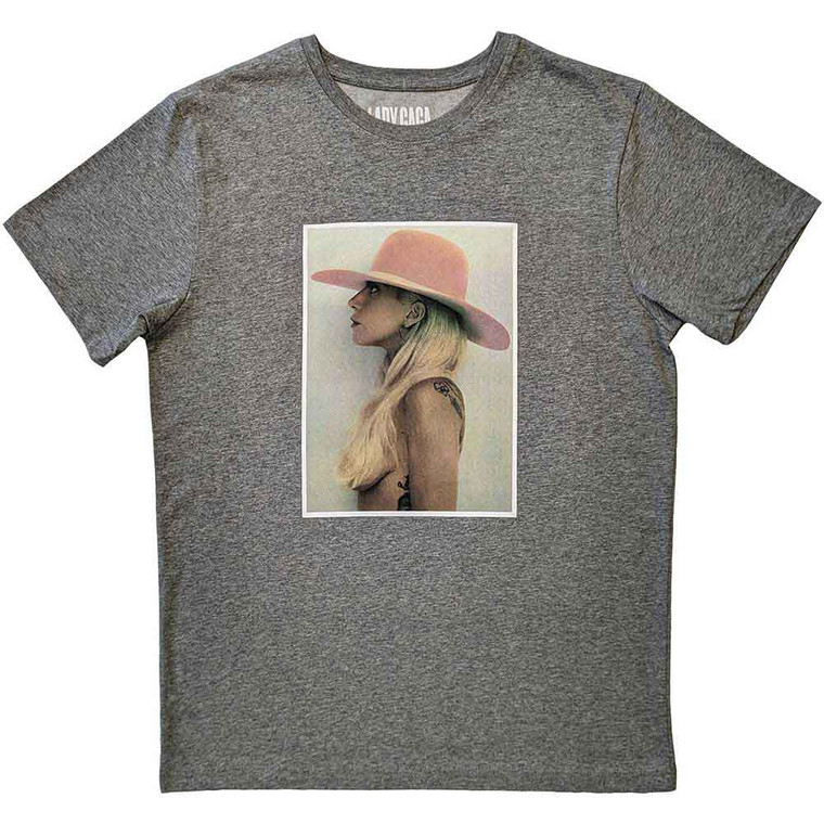 Lady Gaga Unisex T-Shirt: Pink Hat (Grey)