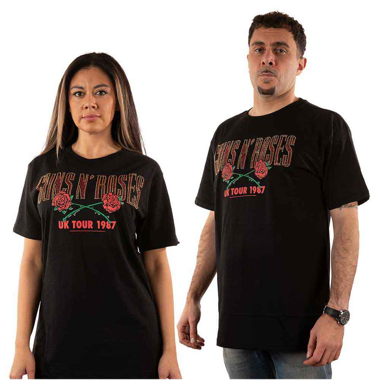 Guns N' Roses Unisex T-Shirt: 87 Tour (Black) (Embellished)