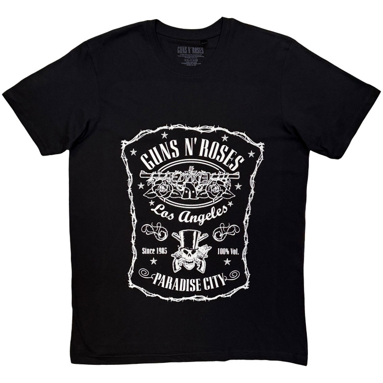 Guns N' Roses Unisex T-Shirt: Paradise City Label (Black)
