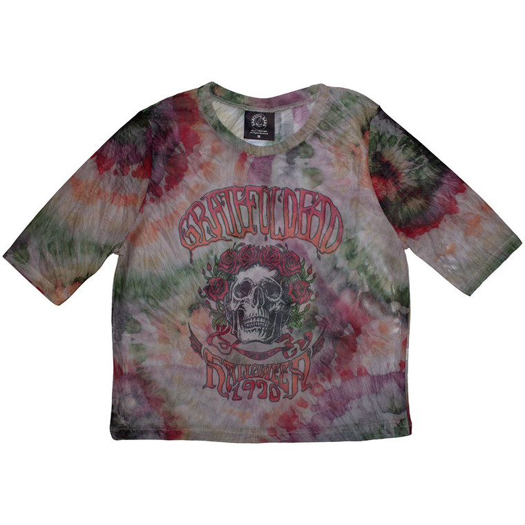 Grateful Dead Ladies Crop Top: Stony Brook Bertha (White) (Mesh)