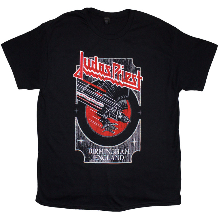 Judas Priest Unisex T-Shirt: Silver and Red Vengeance (Black)