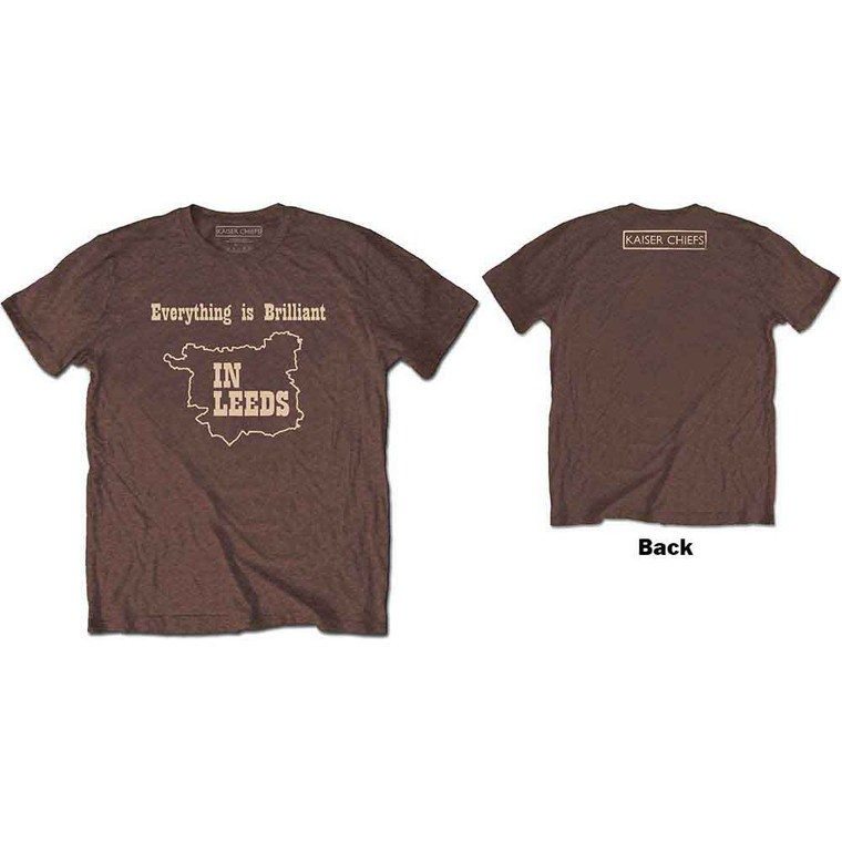 Kaiser Chiefs Unisex T-Shirt: Everything Is Brilliant (Chestnut Brown) (Back Print)