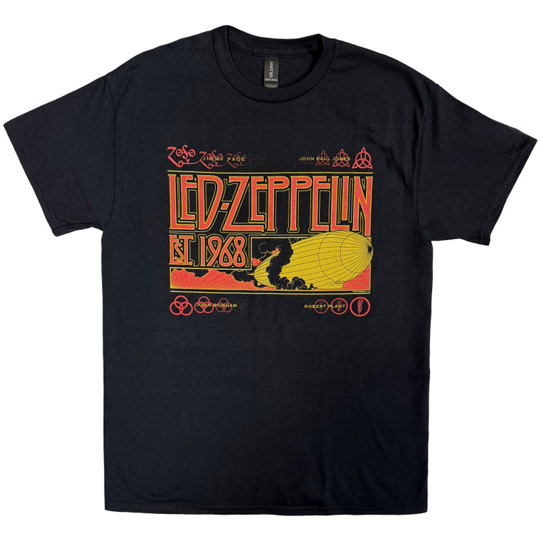 Led Zeppelin Unisex T-Shirt: Zeppelin & Smoke (Black)